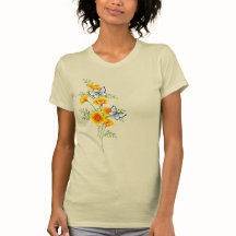 California Poppy com Borboletas Floral