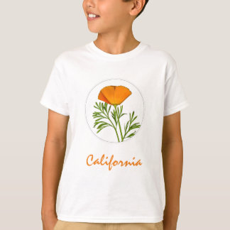 Camiseta California Poppy em um Círculo, Texto "California"