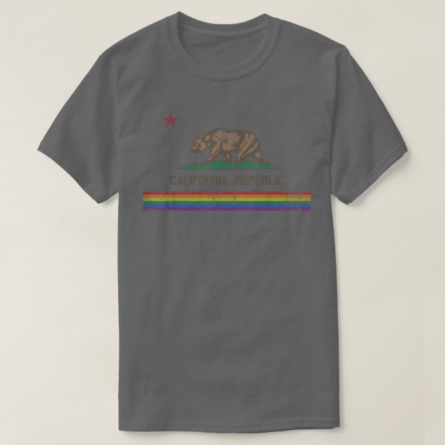Camiseta California Republic Bear LGBT Gay Pride Month Rain (Frente do Design)