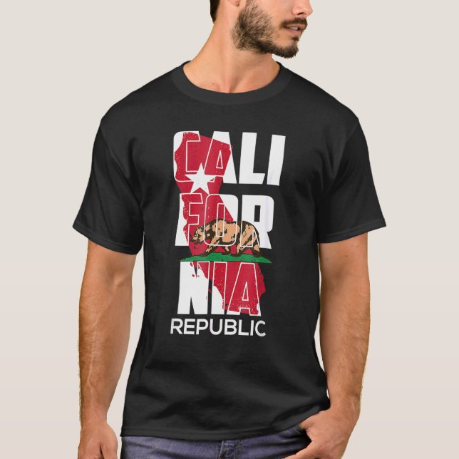 Camiseta California Republic Vintage USA Flag Bear Retro F (Frente)