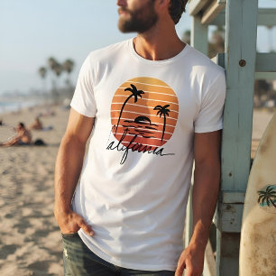 Camiseta Califórnia Retro 70s Pôr do Sol Palmeira