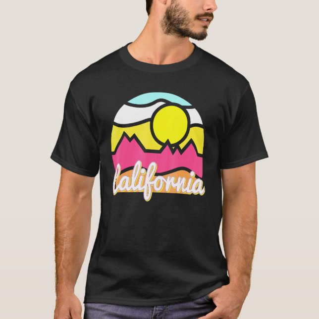 Camiseta Califórnia Retro Mountain Sunset Ao Exterior Vanli (Frente)