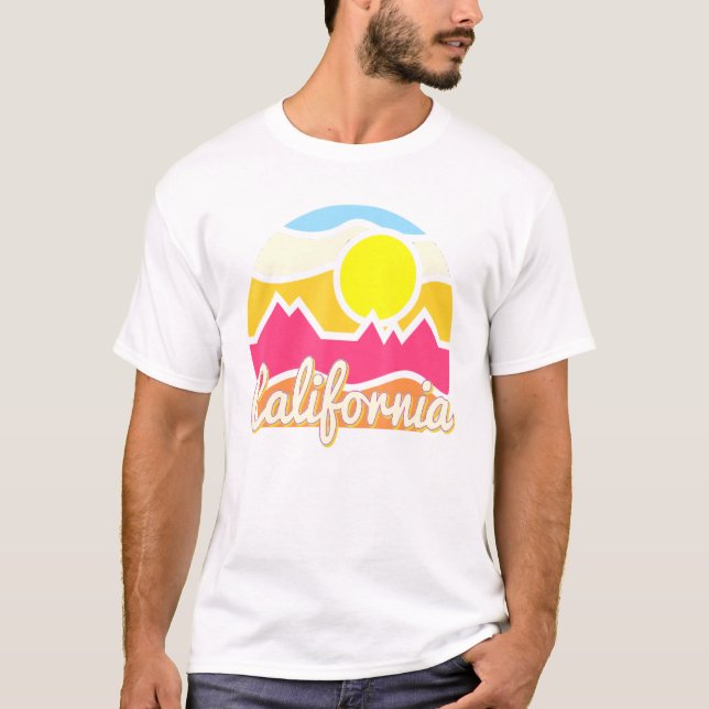 Camiseta Califórnia Retro Mountain Sunset Ao Exterior Vanli (Frente)