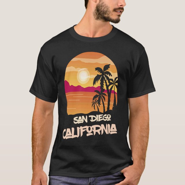 Camiseta California San Diego Vacation Palm trees Ocean Sur (Frente)