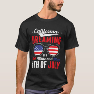Camiseta Califórnia Sonhando Com Um Branco Vermelho E Azul