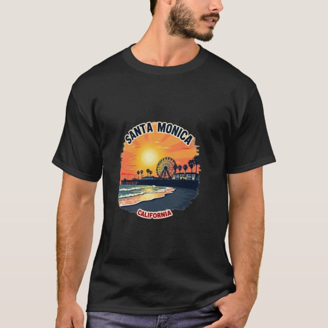 Camiseta California Sunset Beach Ferris Wheels Papais noeis (Frente)