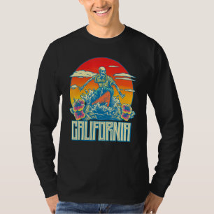 Camiseta California Surfing Skeleton Skull Morto Waves Retr