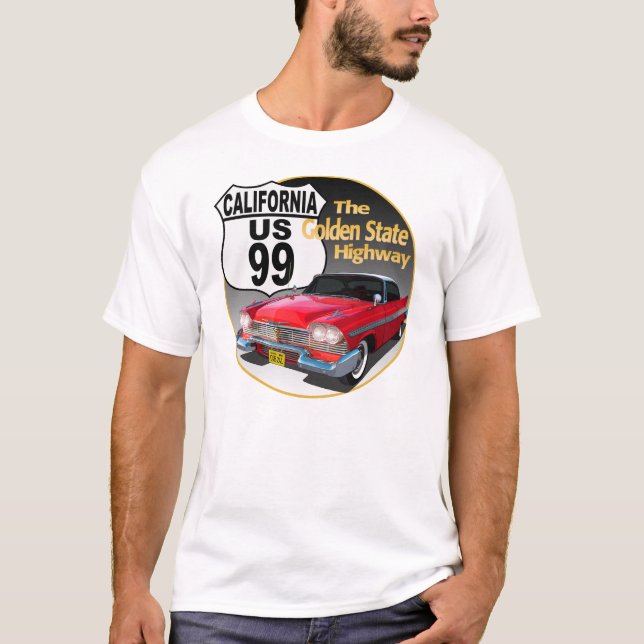 Camiseta California U S Route 99 - Estado Ouro (Frente)