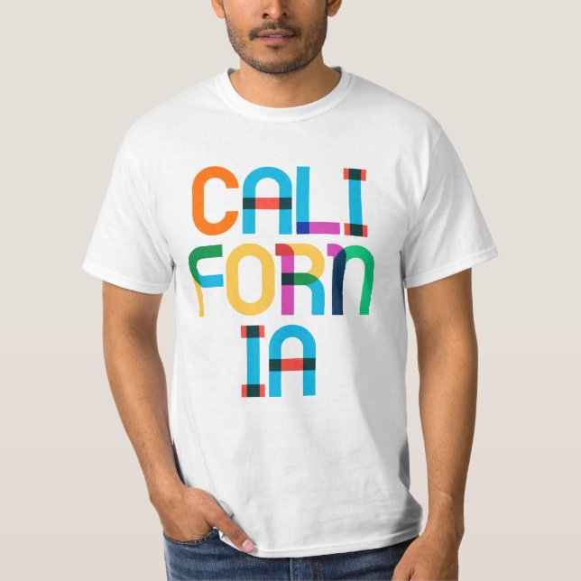Camiseta California Vintage Retro Colorful 80s Pop Art Type (Frente)
