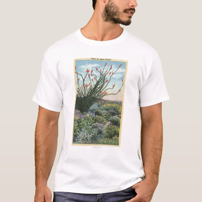 Camiseta CaliforniaView dos cactos na flor (Frente)