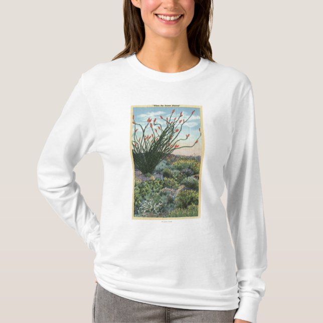 Camiseta CaliforniaView dos cactos na flor (Frente)