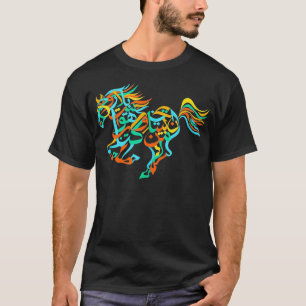 Camiseta Caligrafia árabe Design Colorida Cavalo árabe L
