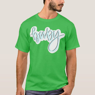 Camiseta Caligrafia de bebê azul