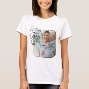 Camiseta Caligrafia Foto Personalizada de Aniversário para