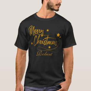Camiseta Caligrafia ouro Feliz Natal Personalizado