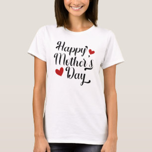 Camiseta Caligrafia simples e feliz do Dia de as mães  Cam