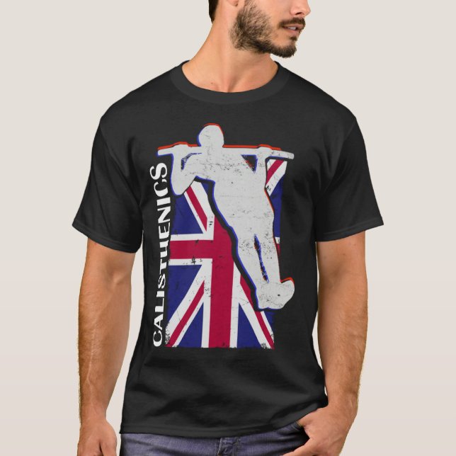 Camiseta Calisthenics Athlete UK Flag Fitness Gym Street Wo (Frente)