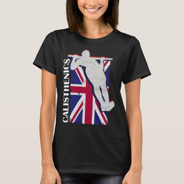 Camiseta Calisthenics Athlete UK Flag Fitness Gym Street Wo (Frente)