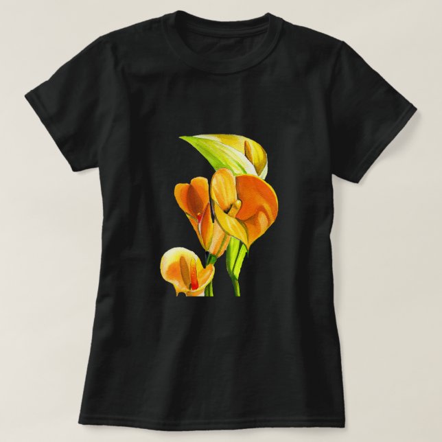 Camiseta Calla lily blosom aquoso floral (Frente do Design)
