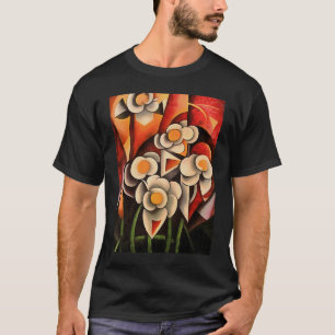Camiseta Calla Lily Geométrica Abstrato em Toneladas Marron