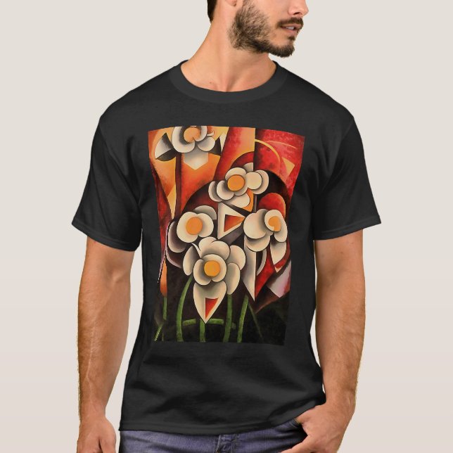 Camiseta Calla Lily Geométrica Abstrato em Toneladas Marron (Frente)