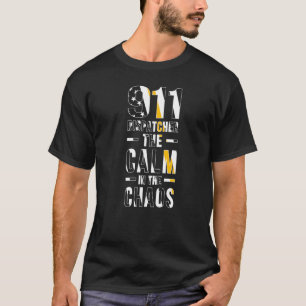 Camiseta Calm 911 Emergência Dispatcher Linha Amarelo Fino