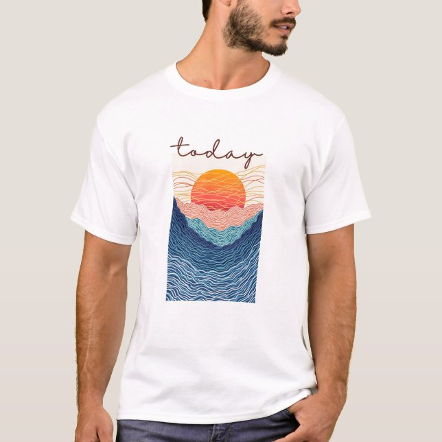 Camiseta Calm Horizon Valley Line Art (Frente)