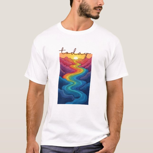Camiseta Calm Horizon Valley Line Art (Frente)