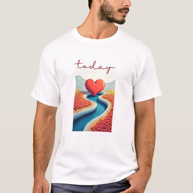 Camiseta Calm Horizon Valley Line Art (Frente)