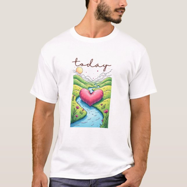 Camiseta Calm Horizon Valley Line Art (Frente)
