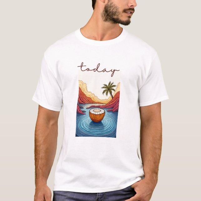 Camiseta Calm Horizon Valley Line Art (Frente)