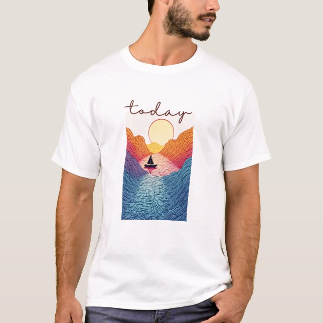 Camiseta Calm Horizon Valley Line Art (Frente)