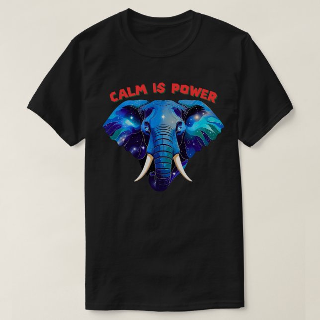 Camiseta Calm Is Power Minimal Cosmic Elephant Face (Frente do Design)