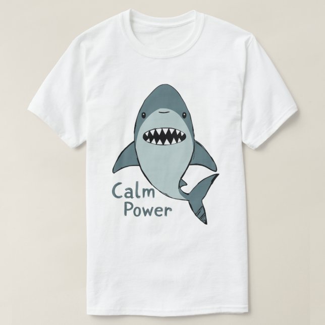 Camiseta Calm-Power-Cute-Shark (Frente do Design)