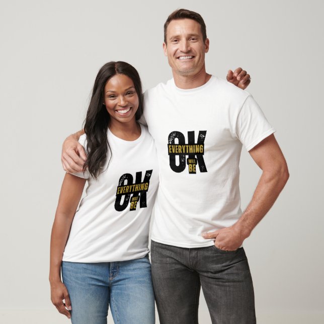 Camiseta Calm Vibs Tudo Vai Ficar Bem Citação (Unissex)