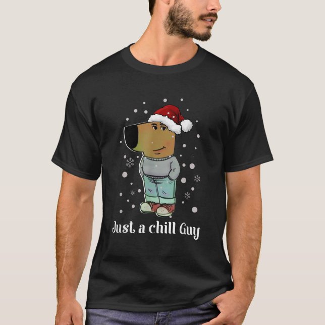 Camiseta Calma Cara Cachorro Com Cara Engraçada De Natal (Frente)