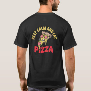 Camiseta Calma e Coma Pizza Engraçada Foodie T-Shirt