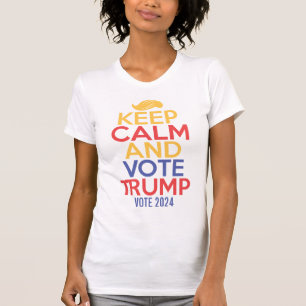 Camiseta Calma e suporte Trump 2024 Sujeira feminina