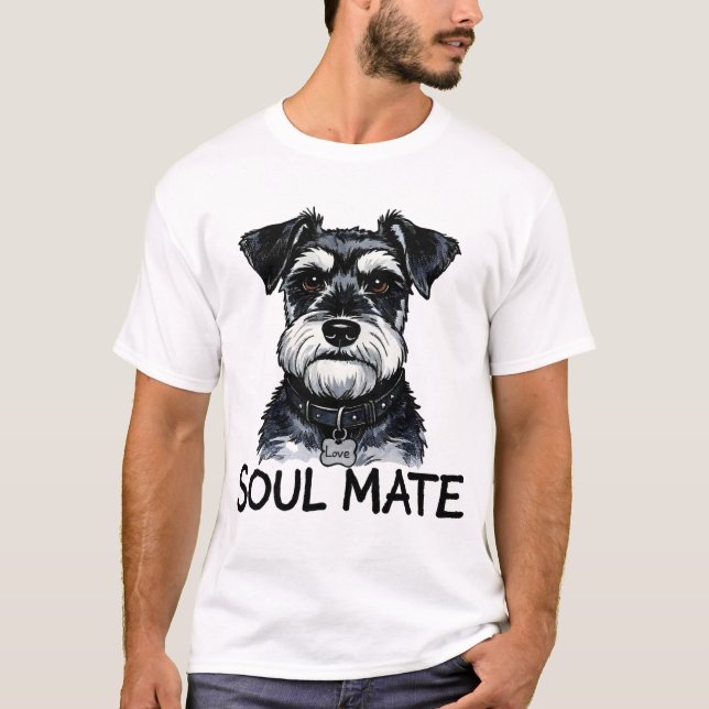 Camiseta Calma gêmea Schnauzer (Frente)