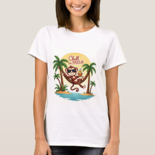 Camiseta Calma No Teto De Cartoon De Macacos De Árvores