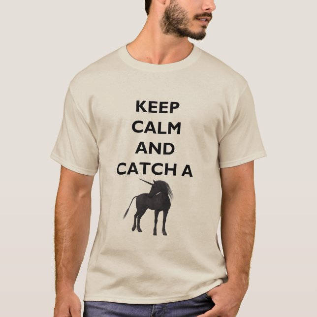 Camiseta Calma, pega camisa-luz básica do Unicórnio masculi (Frente)