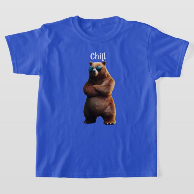 Camiseta Calma Urso Castanho em Óculos Solares (Postura )