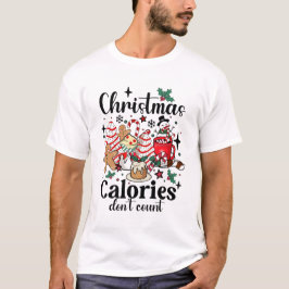 Camiseta Calorias de Natal não contam Retro Engraçado