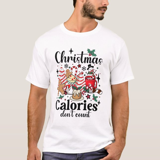 Camiseta Calorias de Natal não contam Retro Engraçado (Frente)