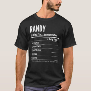 Camiseta Calorias no Randy Serving Size Nutrition Label