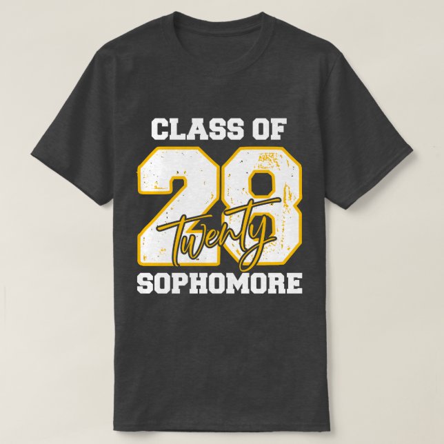 Camiseta Calouro da turma de 2028 voltando às aulas do ensi (Frente do Design)