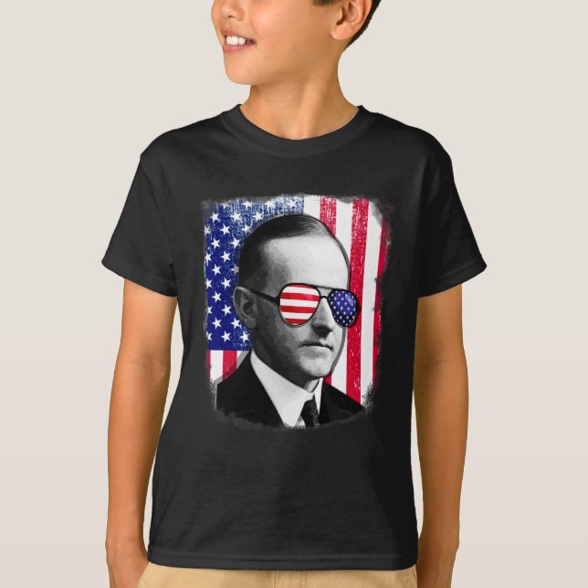 Camiseta Calvin Coolidge USA Bandeira 4 De Julho (Frente)