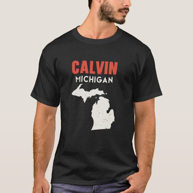 Camiseta Calvin Michigan State America Viagem Michigani (Frente)