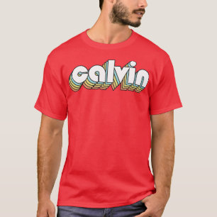 Camiseta Calvin Retro Rainbow Tipografia Estilo Desvanecido