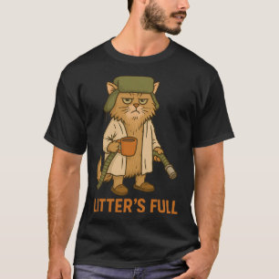 Camiseta Cama Cheia Piada de Natal Humor de Gato Engraçado